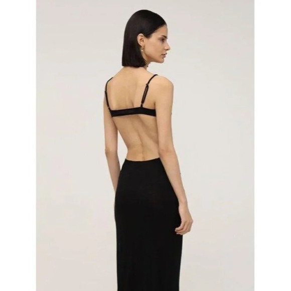 WeWoreWhat Black Knot Front Cutout Midi Dress Large - Picture 2 of 12